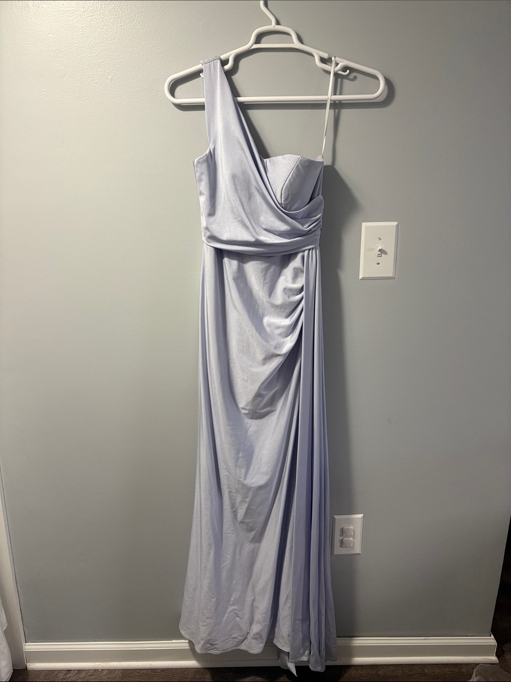 Portia and Scarlett One-Shoulder Light Lavender Satin Gown